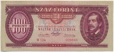 1947. 100Ft nyomdai papírránccal T:I-,II Hungary 1947. 100 Forint with printing crease C:AU,XF Adamo F27