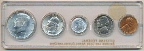 Amerikai Egyesült Államok 1964. 1c-1/2$ (5xklf) forgalmi sor lezárt plasztiktokban T:1,1-
USA 1964....