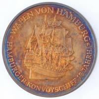 NSZK 1987. "NAPOSTA 85 Hamburg / Hamburgi hajó" peremén jelzett Ag emlékérem dísztokban (2...