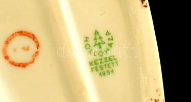 Hollóházi porcelán lány, kézzel festett, jelzett, javítással, m: 23,5 cm