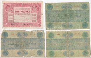 1917. 2K "7461" sorozatszámmal + 1919. 5K "MÁS TÖRVÉNYES..." + 1919. 5K "OS...