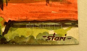 Sostarics Lajos (1896-1968): Tabán Dózsa György tér. Akvarell, papír, jelzett, 28×22 cm