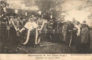 1904 I. Péter szerb király koronázási ünnepsége, a Zica ortodox kolostor megtekintése / The coronation ceremony of Peter I of Serbia; the king's detour around the Zica orthodox monastery (EK)