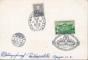 1938 IV. Nemzetközi Sporthét és Propaganda Bélyegkiállítás, hátoldalon visszatéréses béylegzéssel