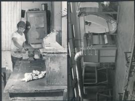 10 db fotó a Magyar Selyemipar Vállalat Fonalelőkészítő Gyára gyártósoráról, 10x14 cm