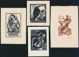 1930-1976 6 db ex libris közte erotikus is (Buday György, Drahos István, Fery Antal, Menyhárt József, Nagy Árpád Dániel9 fa metszet, 3 db aláírt, 6×4-16×12 cm