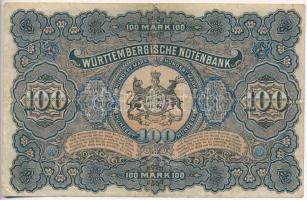 Német Birodalom / Württemberg 1911. 100M vízjeles papíron T:III 
German Empire / Württemberg 1911. ...