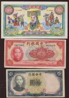 Kína kis tétel, 20db bankjegy, régi és új, benne égetési pénz T:I,II