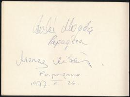 Neves emberek aláírásai füzetbe gyűjtve(Lukács Miklós, Kováts Kolos, Kalmár Magda, Sas Sylvia, Róna ...