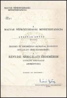 Lázár György (1924-2014) aláírása érdemérem adományozó oklevélen