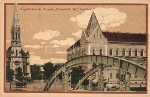 Nagybecskerek, Zrenjanin; Ferenc József híd, Reformátusm templom / bridge, church