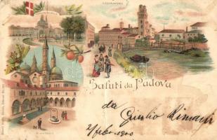 Padova, Prato della Valle, Osservatorio, S. Antonio / square, basilica, observatory, Künzli floral Art Nouveau litho (fa)
