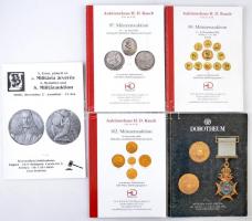 5db numizmatikai katalógus: Auktionhaus H. D. Rauch 89., 97. és 102. Münzenauktion (2011, 2015, 2016) + Árverés 90. Bt. Árverezőház 5. Érem, plakett és 5. Militária árverés 2006. + Dorotheum 482. Auktion - Münzen und orden 1996. Mind használt állapotban.