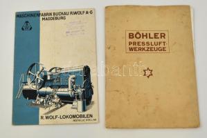 1930 Műszaki katalógusok(Böhler Pressluftwerkzeuge, Maschinenfabrik Buckau R. Wolf A-G Magdeburg, Fahrbarer Diesel-Kompressor "Pescara"), 3 db