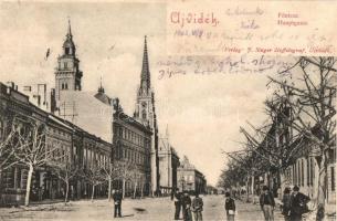 Újvidék, Novi Sad; Fő utca / Hauptgasse, Verlag J. Singer / main street (vágott / cut)