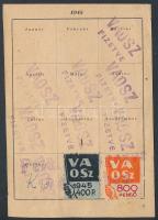 8 féle 13 db VAOSZ adomány/ tagsági bélyeg igazolványlapon