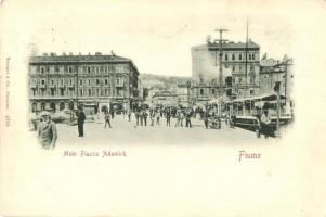 1901 Fiume, Molo Piazza Adamich / street view, port, steamship (EK)