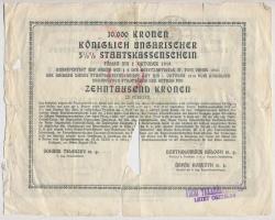 Budapest 1916. "5 1/2%-kal Kamatozó M. Kir. Állami Pénztárjegy" (2xklf) 500K-ról és 10.000...