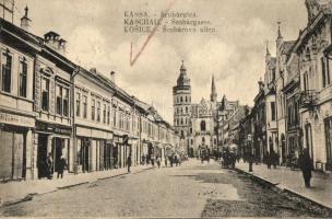 Kassa, Kosice; Srobarova ulica / Srobár utca, Friedman Vilmos üzlete / street, shops (fa)