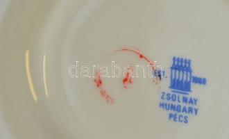 Zsolnay hiányos mokkás készlet, kézzel festett, jelzett, hibátlan