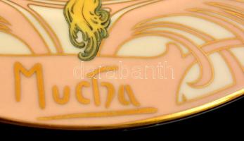 Bauscher porcelán tányér Mucha képpel, matricás, jelzett, kis kopásnyommal, d: 31 cm