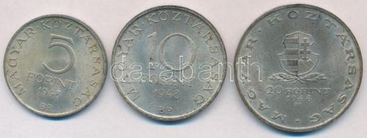 1948. 5Ft Ag "Petőfi" + 10Ft Ag "Széchenyi" + 20Ft Ag "Táncsics" - &qu...