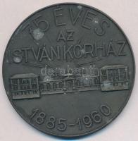 1960. "75 éves az István Kórház 1885-1960" fém plakett, hátoldalán számos főorvos nevével (59mm) T:2,2- szennyeződés