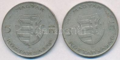 1947. 5Ft Ag "Kossuth" (2x) T:2-,3 patina