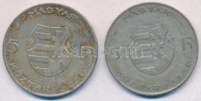 1947. 5Ft Ag "Kossuth" (2x) T:2-,3 patina