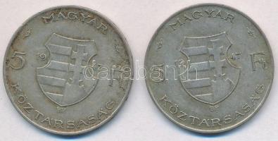 1947. 5Ft Ag "Kossuth" (2x) T:2-,3 patina