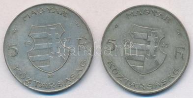 1947. 5Ft Ag "Kossuth" (2x) T:2-