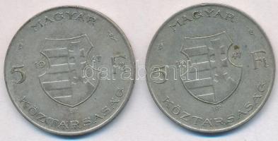 1947. 5Ft Ag "Kossuth" (2x) T:2-,3 kis patina