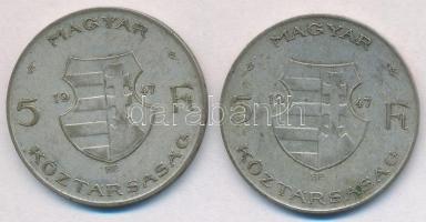 1947. 5Ft Ag "Kossuth" (2x) T:2-,3