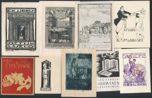 cca 1890-1930 vegyes ex libris gyűjtemény (23 db) különféle technikával készült nyomatok ( jelzettek a nyomaton), 5×5-9×6 cm