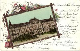 Vienna, Wien I. Justizpalast / Palace of Justice, floral Art Nouveau litho (b)
