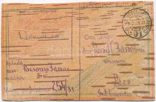 1942 eredeti fából készült második világháborús tábori posta lap az orosz frontról / WWII Hungarian ...