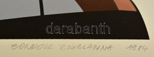 Bondor Zsuzsanna (1966-): Kompozició. Szitanyomat (próba), papír, jelzett, 27×26 cm