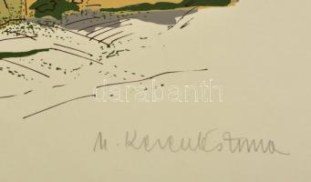 Keresztes Anna (?-): Tokaji kapu. Szitanyomat, papír, jelzett, 25×36 cm