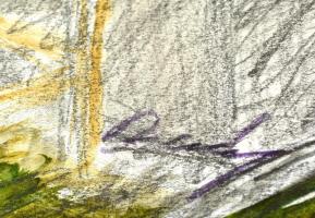 Olvashatatlan jelzéssel: Csendélet székkel. Vegyes technika, papír, 37×29 cm