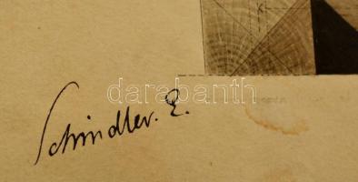 Wiettinghoff Evald (1826-1882): Aufzug Maschine 1866 (sorozat 7 lap).Tus-akvarell, papír, jelzett, k...