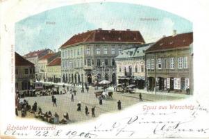 Versec, Vrsac; Fő tér, Lövenstein üzlete / Hauptplatz / main square, shop