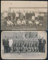 cca 1910-1940 Futballcsapatokat ábrázoló fotók, 2 db, felületén törésnyomokkal, 9x14 cm