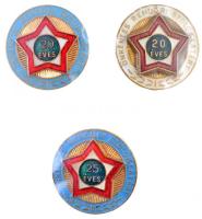 ~1970-1980. "Önkéntes Rendőri Szolgálatért 5, 10, 15, 20 és 25 éves" 9db zománcozott jelvé...