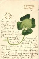 A quattre feuilles / Four-leaf clover lady; B.S.W. 1046. litho s: Raphael Kirchner (EK)