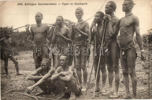Types de Koniaguis, Afrique Occidentale 1080. / West African folklore, naked black men (EK)