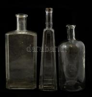 Régi különféle üveg palackok, hibátlanok, m:23-32 cm összesen: 5 db