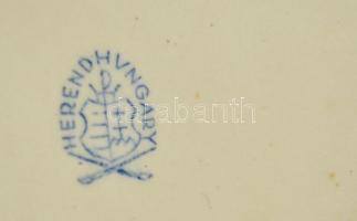 Herendi Viktoria mintás tálka, kézzel festett, jelzett, hibátlan, 12×8 cm