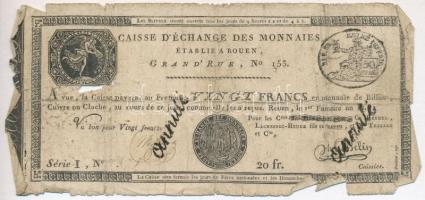 Franciaország / Rouen 1797-1803. 20Fr "annulé (érvénytelen)" felülbélyegzéssel T:IV France / Rouen 1797-1803. 20 Francs "annulé (cancelled)" C:G Krause S245a