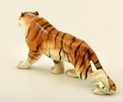 Royal Dux tigris, kézzel festett, jelzés nélkül, apró máz hibával, h:33 cm, m:16,5 cm / Royal Dux ti...