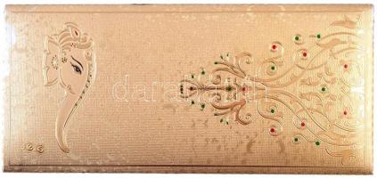 ~2014. 10.000Ft aranyozott bankjegy replika, aranyozott, elefánt mintás tartóban T:UNC